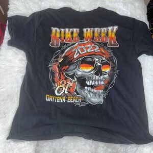 Bike Week Daytona Beach 2022 T Shirt XL Black Skull‎ Graphic Tee